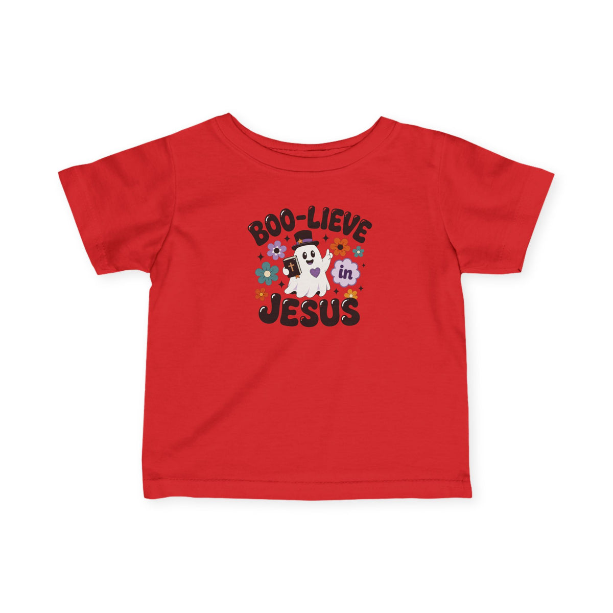 Infant Tee — "Boo-lieve in Jesus" Halloween Baby Shirt