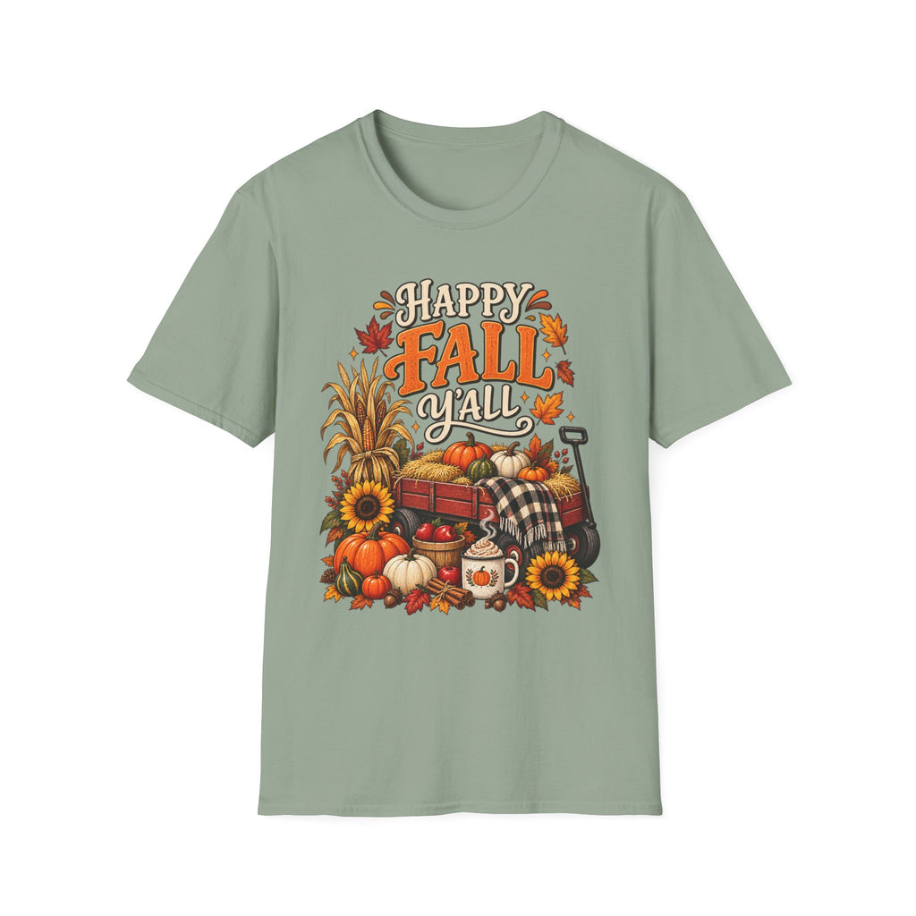 Happy Fall Y'all T-Shirt — Autumn Pumpkin & Sunflower Tee