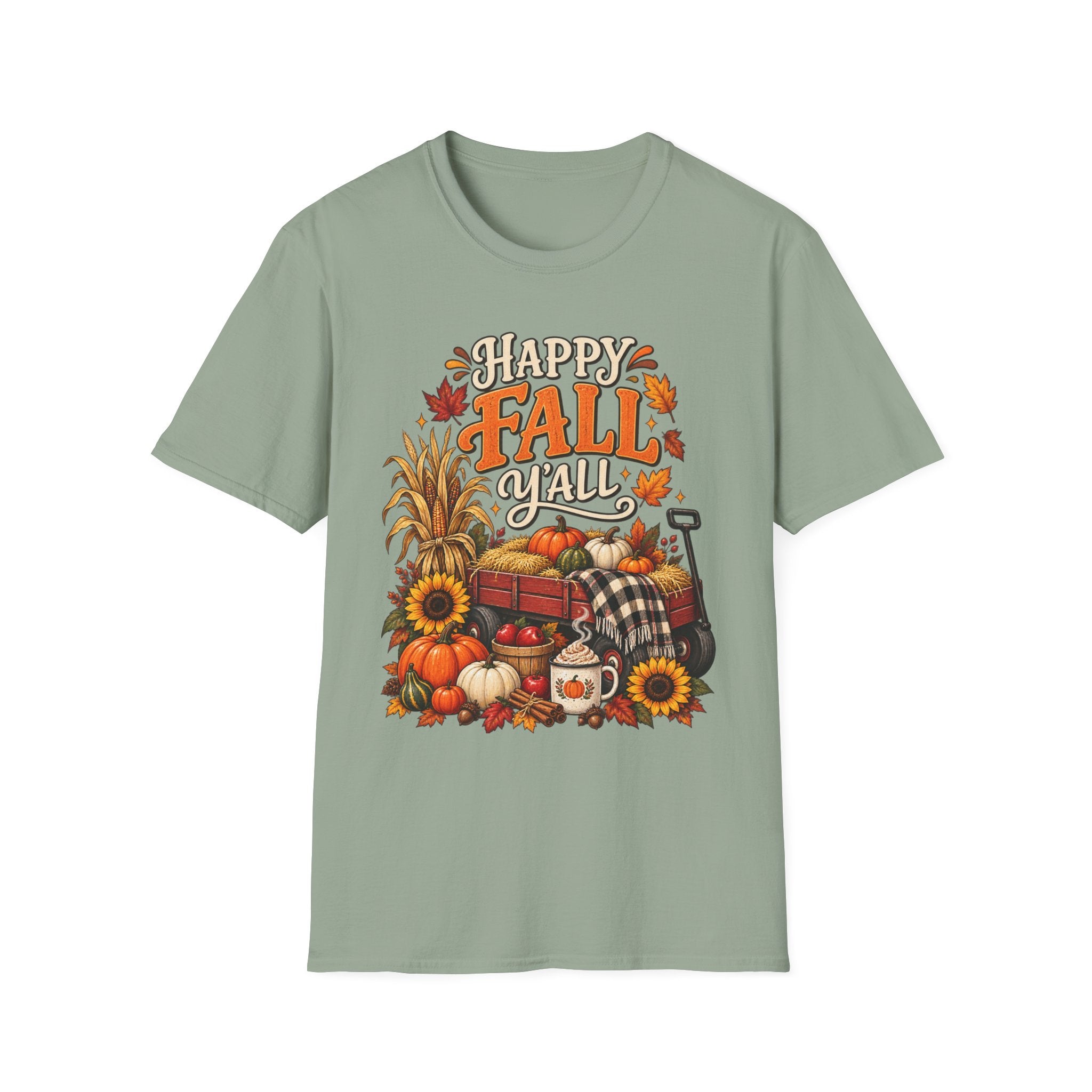 Happy Fall Y'all T-Shirt — Autumn Pumpkin & Sunflower Tee