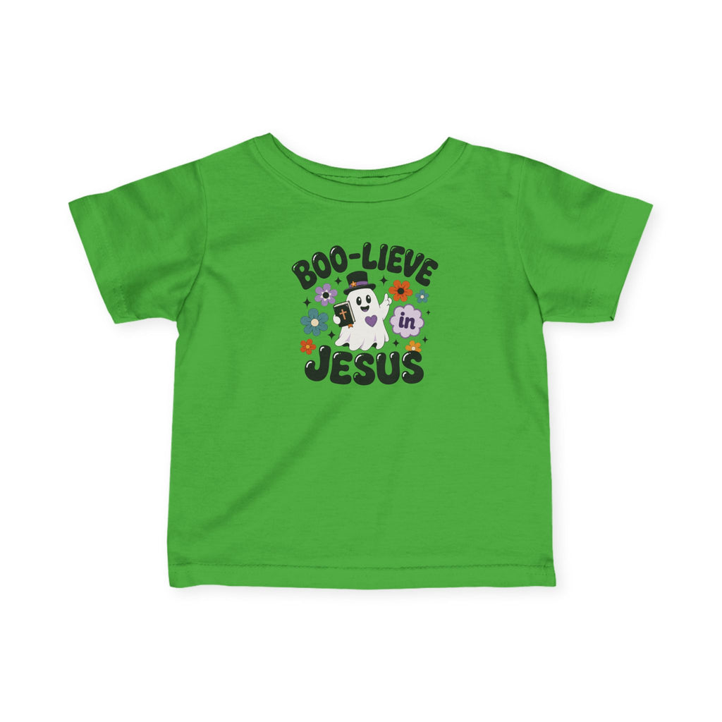 Infant Tee — "Boo-lieve in Jesus" Halloween Baby Shirt