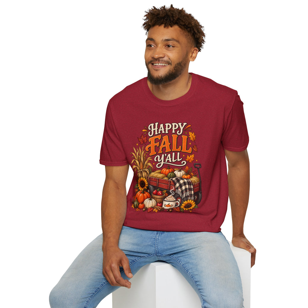 Happy Fall Y'all T-Shirt — Autumn Pumpkin & Sunflower Tee
