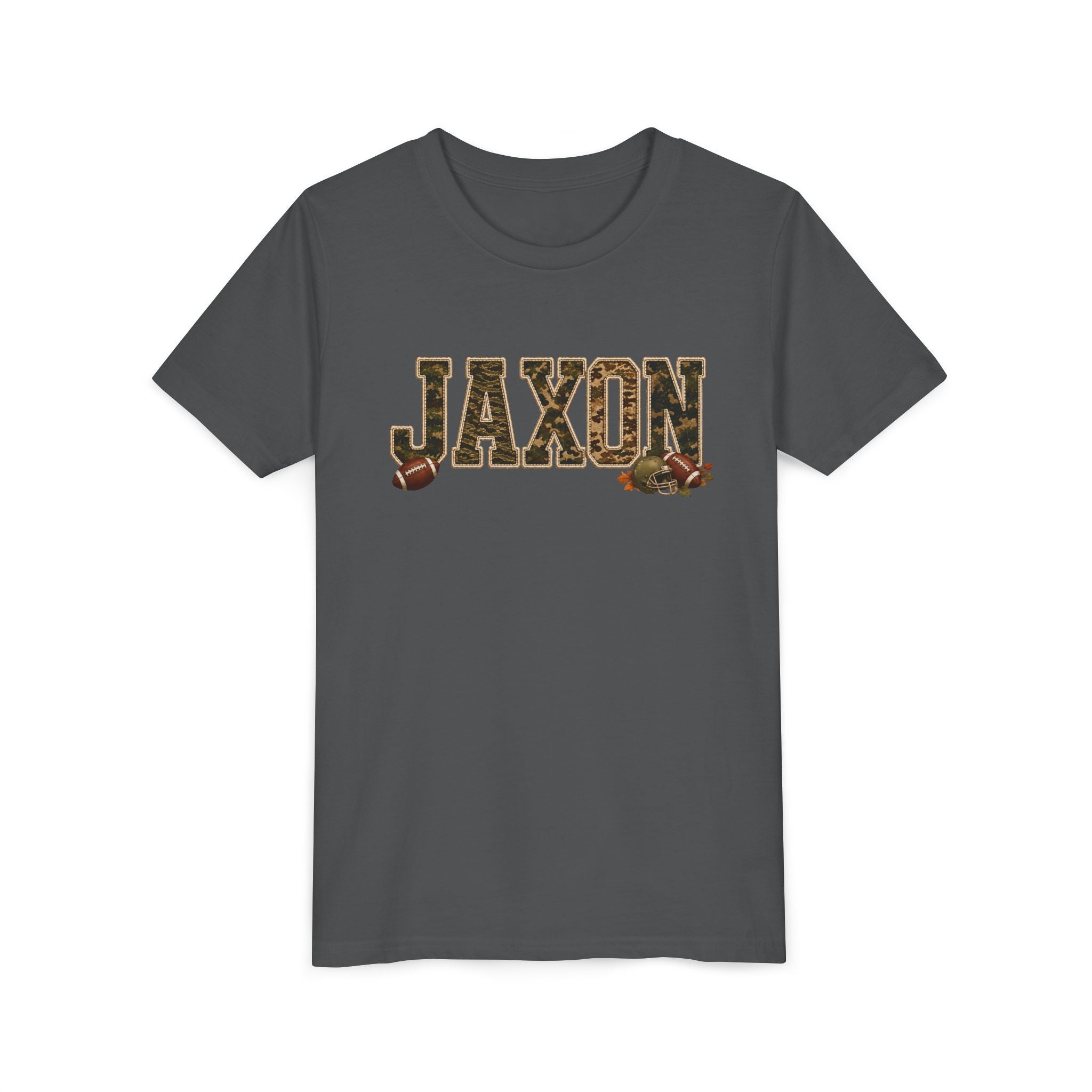 Youth Tee — 'Jaxon' Camo Football Name Shirt