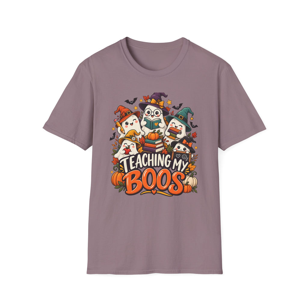 Halloween Teacher T-Shirt — "Teaching My Boos" Cute Ghosts & Pumpkins Tee