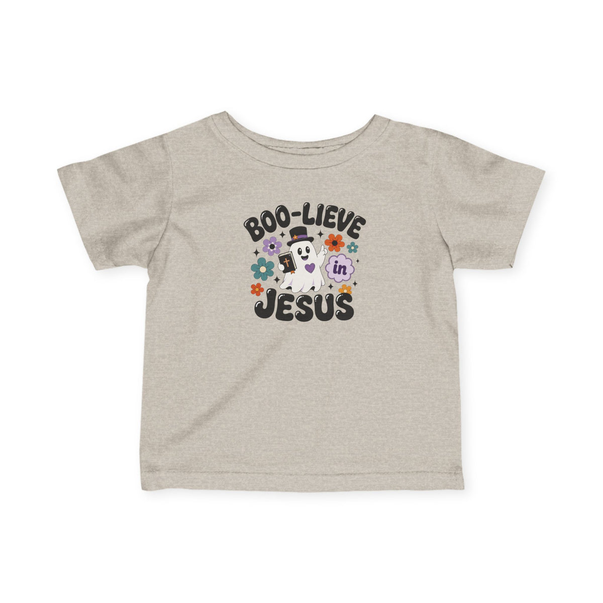 Infant Tee — "Boo-lieve in Jesus" Halloween Baby Shirt