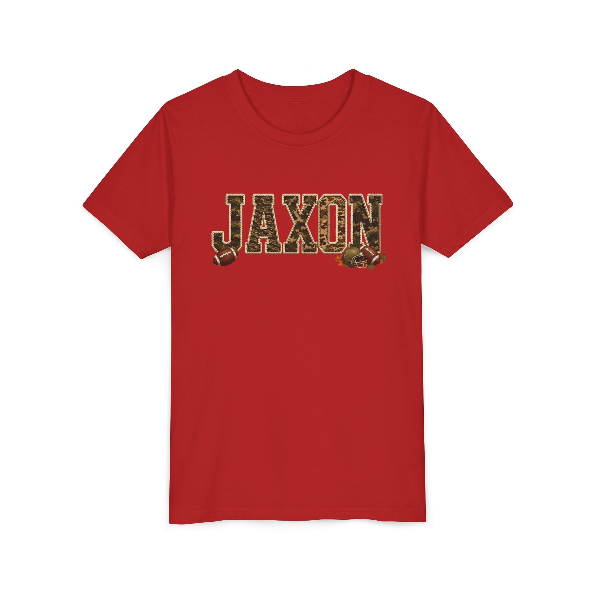 Youth Tee — 'Jaxon' Camo Football Name Shirt
