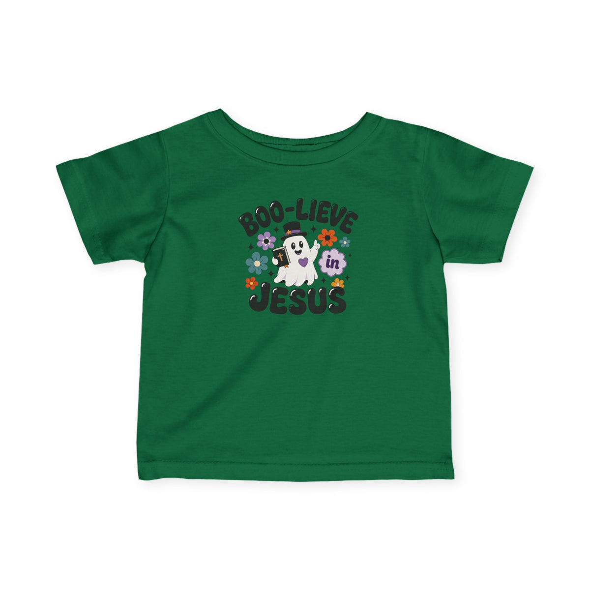 Infant Tee — "Boo-lieve in Jesus" Halloween Baby Shirt