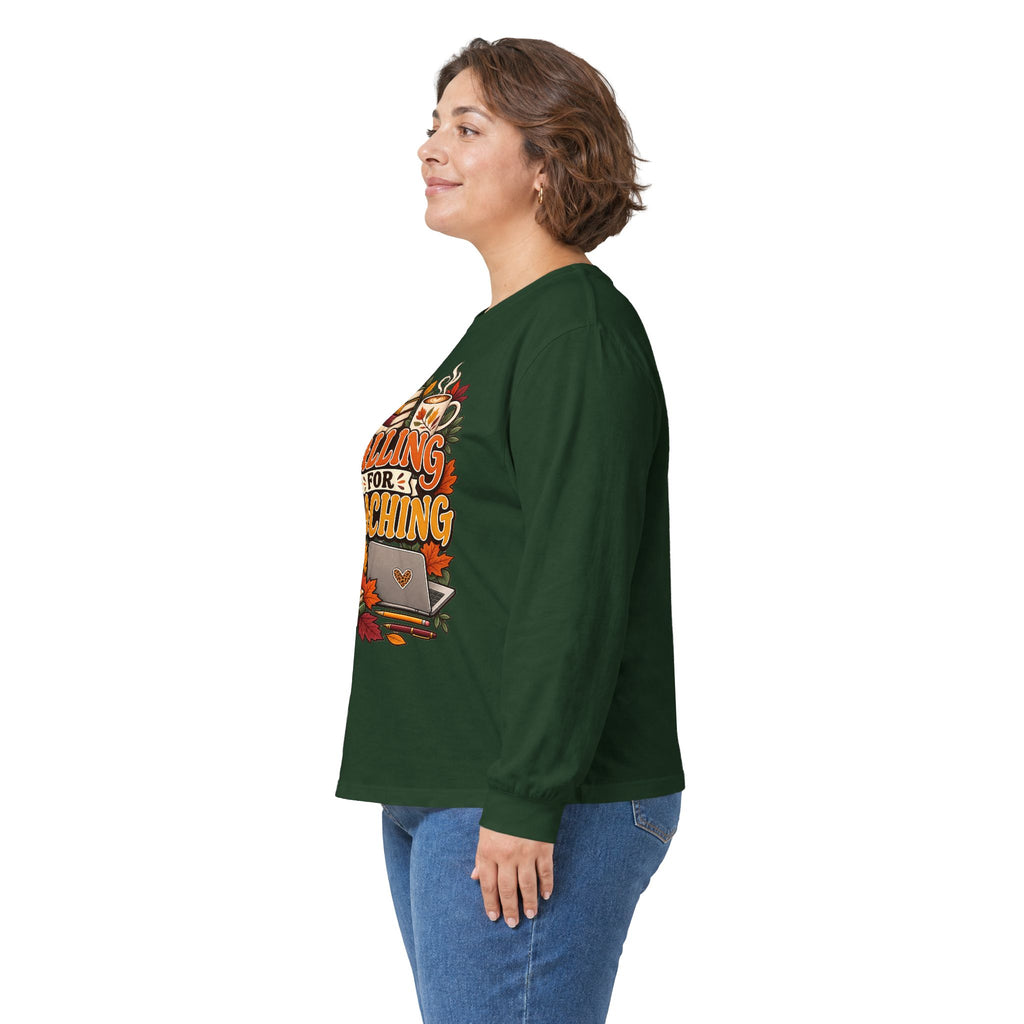 Long Sleeve Tee — "Falling for Teaching" Autumn Teacher Shirt