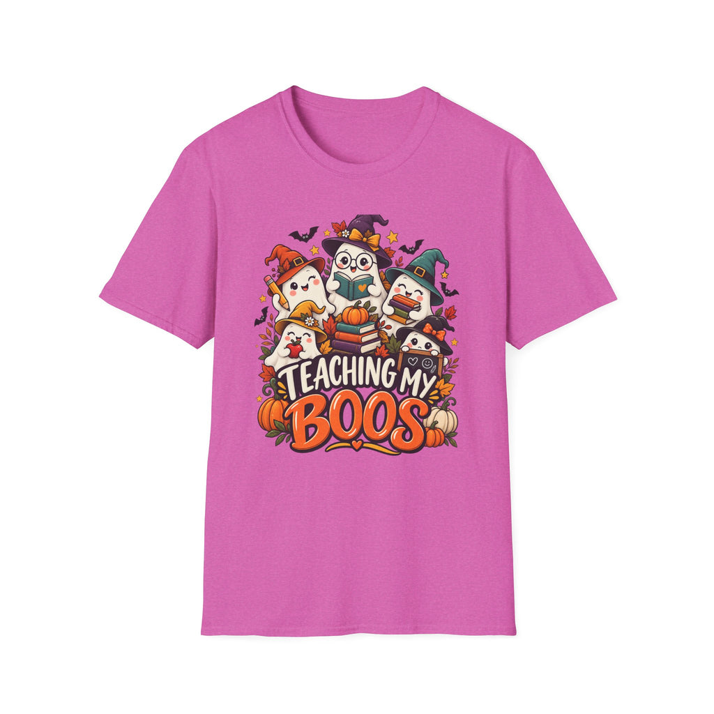 Halloween Teacher T-Shirt — "Teaching My Boos" Cute Ghosts & Pumpkins Tee