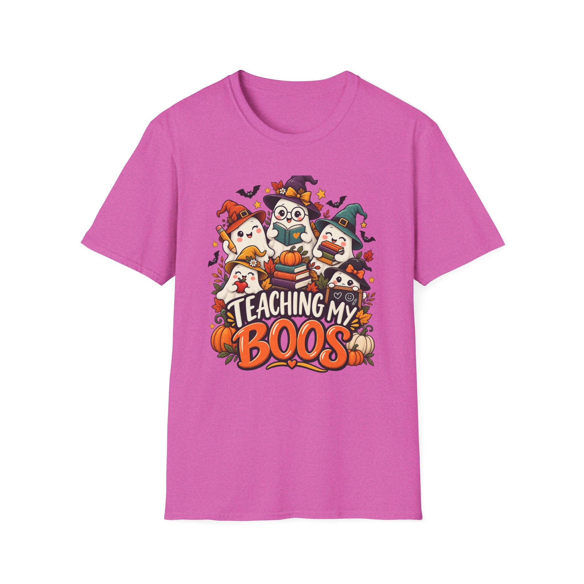 Halloween Teacher T-Shirt — "Teaching My Boos" Cute Ghosts & Pumpkins Tee
