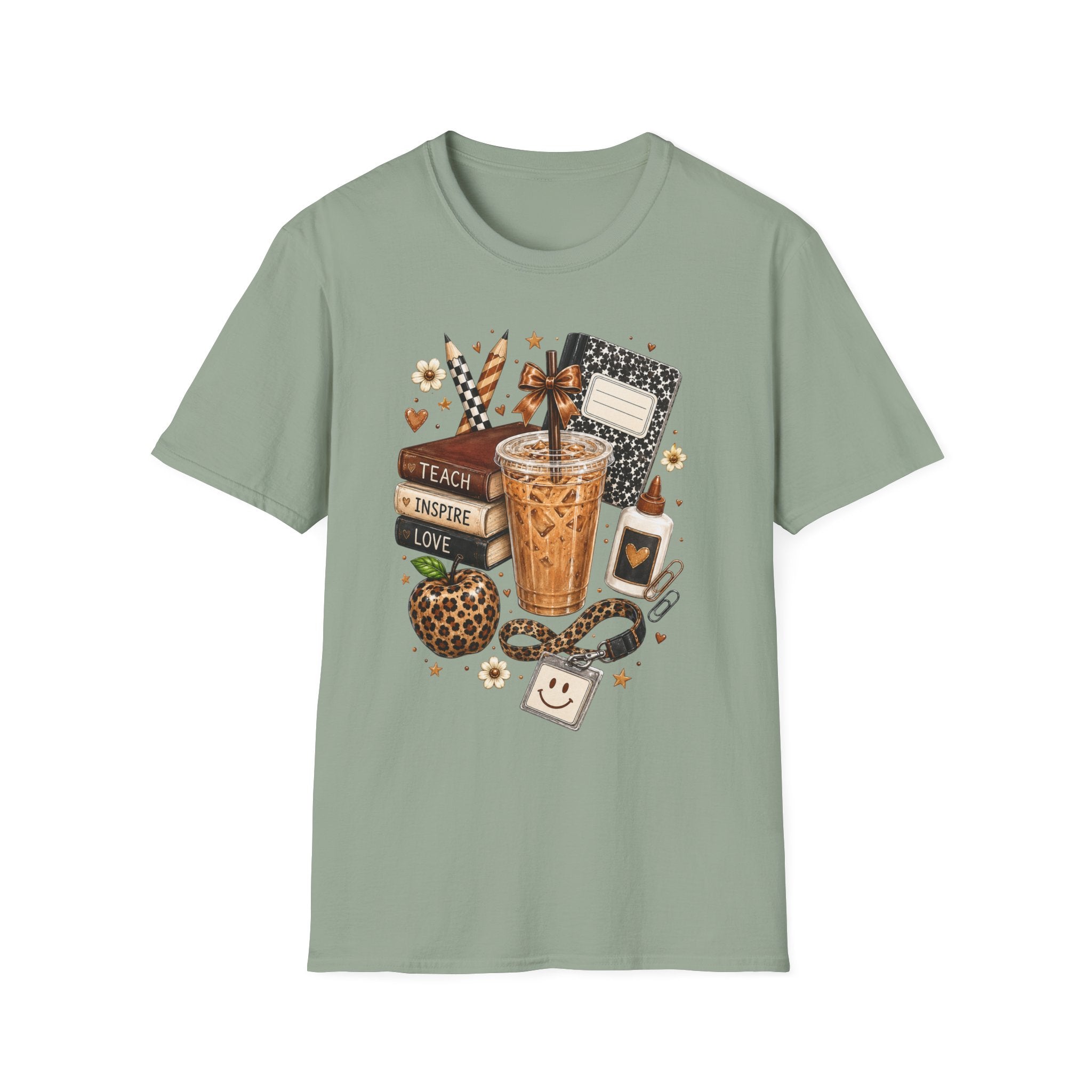 Teacher Coffee & Planner T‑Shirt — Teach Inspire Love Design