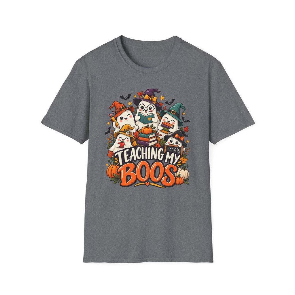 Halloween Teacher T-Shirt — "Teaching My Boos" Cute Ghosts & Pumpkins Tee