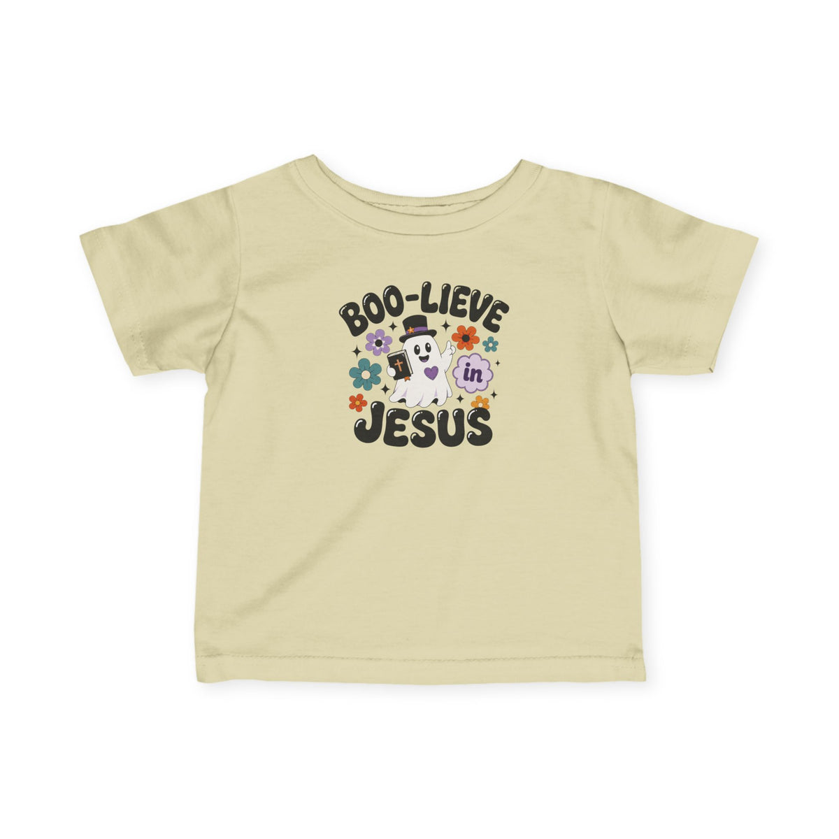 Infant Tee — "Boo-lieve in Jesus" Halloween Baby Shirt