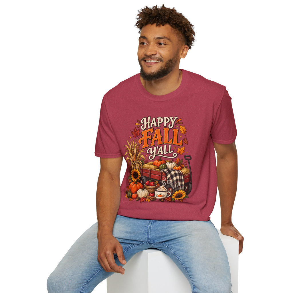 Happy Fall Y'all T-Shirt — Autumn Pumpkin & Sunflower Tee