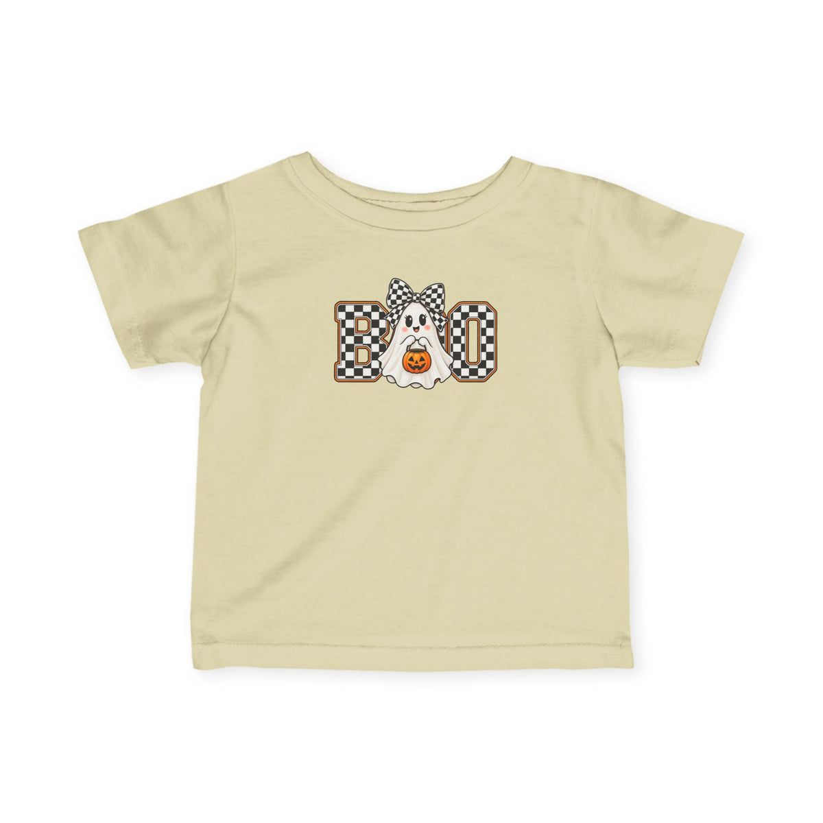 Infant Tee — 'BOO' Checkerboard Ghost Halloween Shirt for Baby