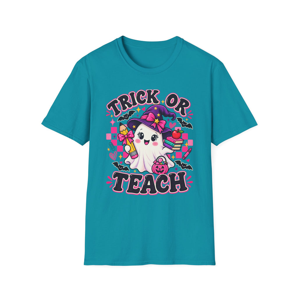 Trick or Teach T-Shirt — Cute Witch Ghost Teacher Halloween Tee