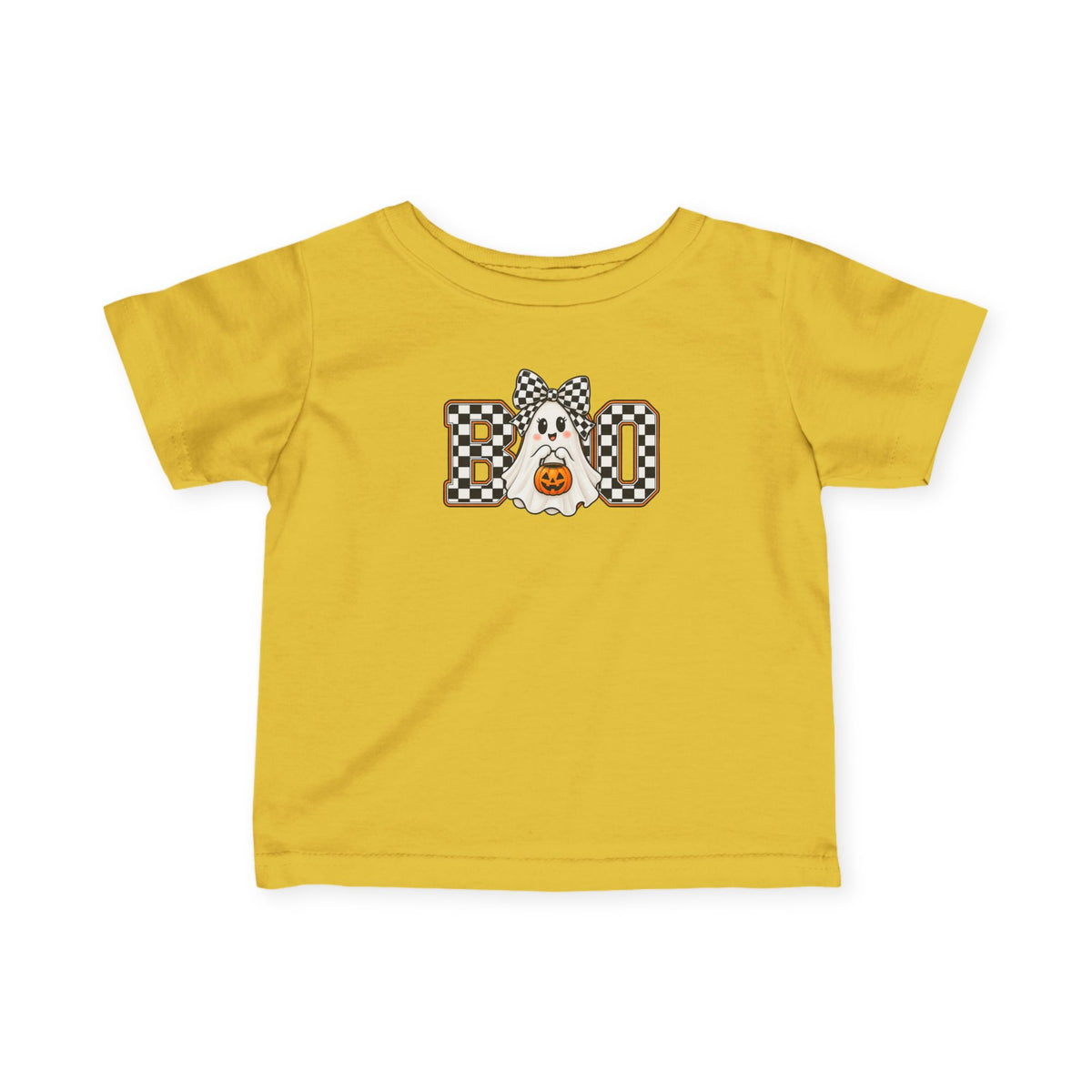 Infant Tee — 'BOO' Checkerboard Ghost Halloween Shirt for Baby