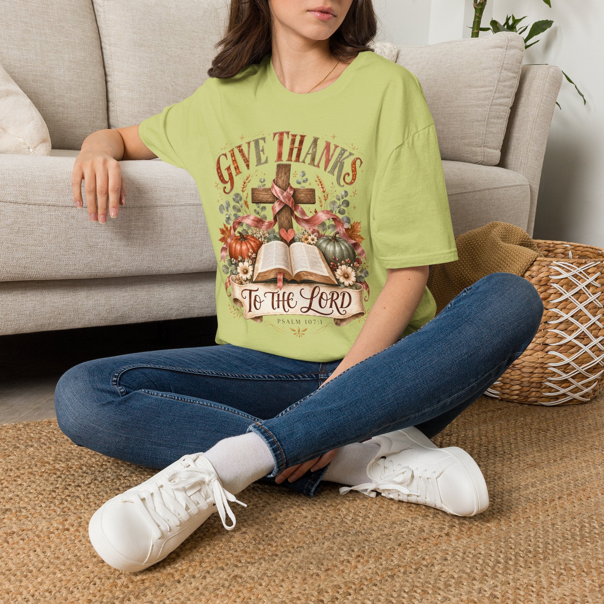 Give Thanks Christian T-Shirt — “Give Thanks to the Lord” Fall Faith Tee
