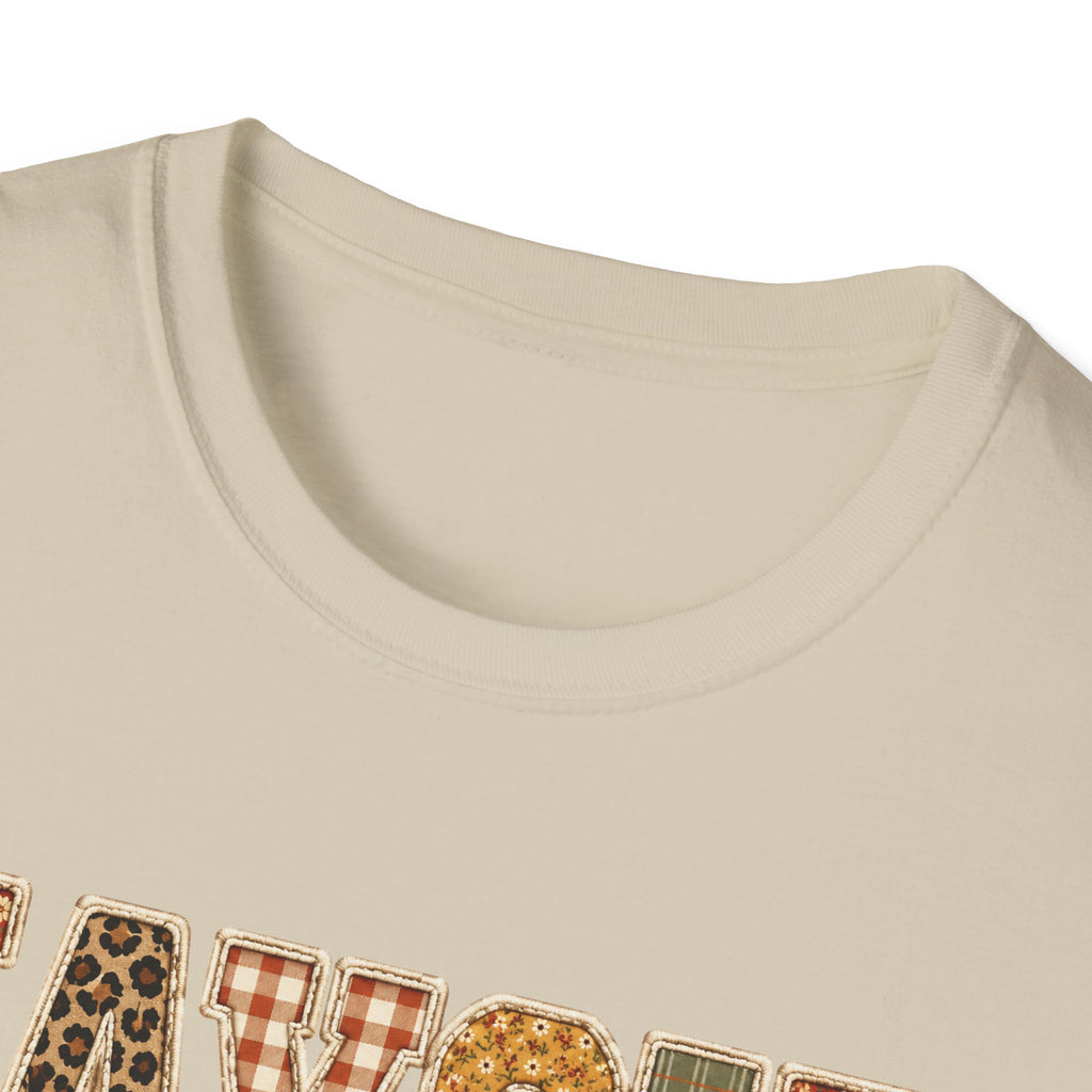 Personalized 'JAYCIE' Floral Plaid Name T-Shirt — Fall Patchwork Monogram Tee