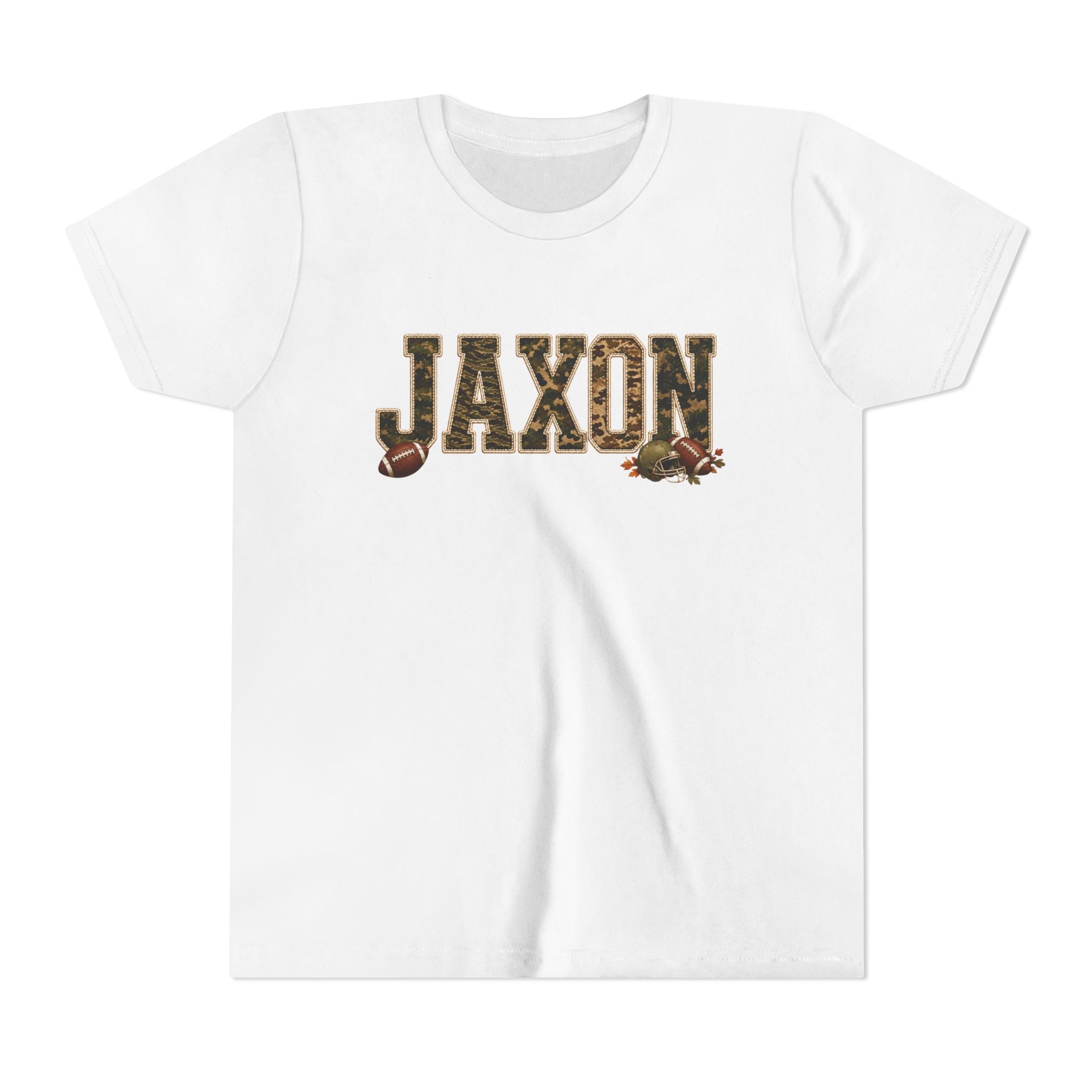 Youth Tee — 'Jaxon' Camo Football Name Shirt