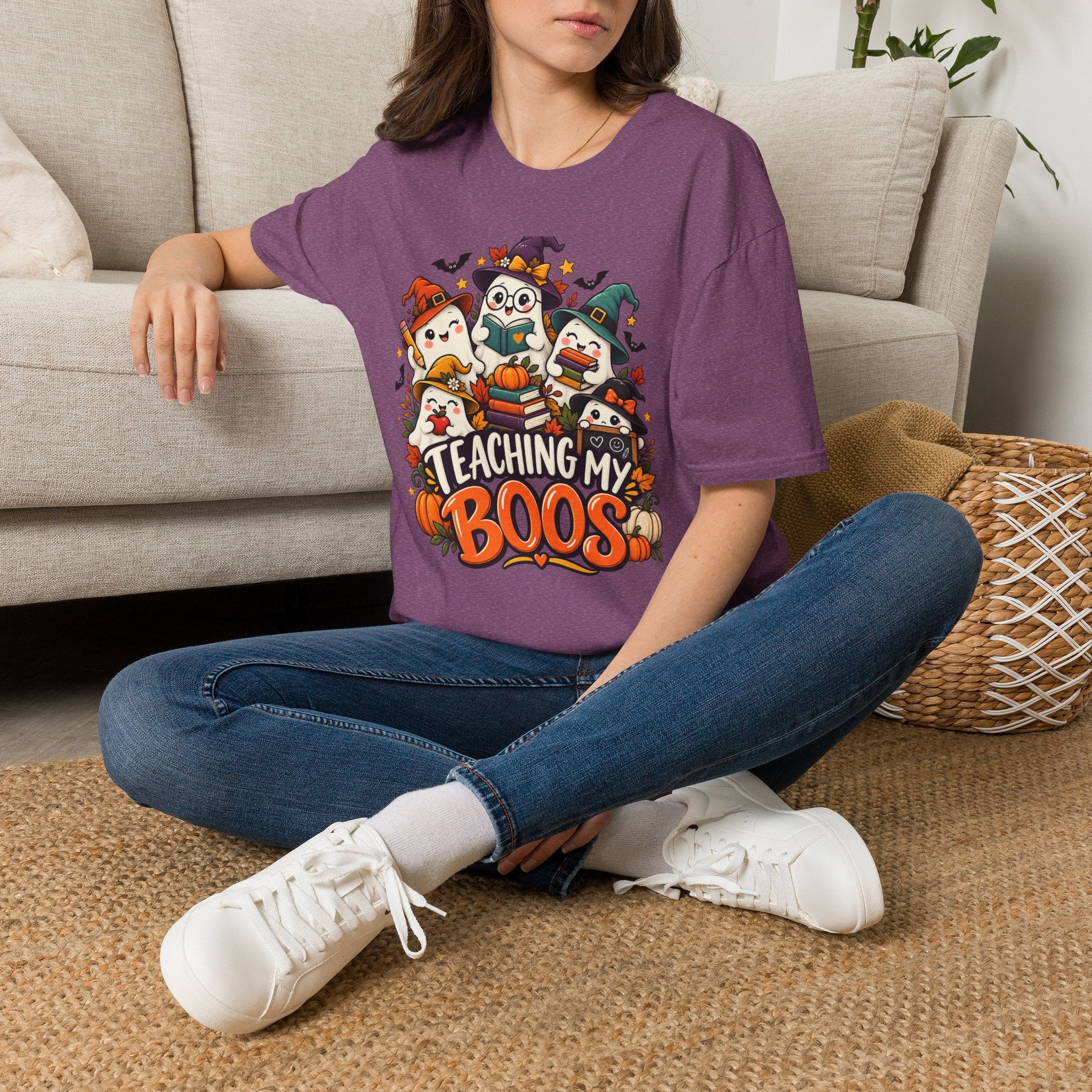 Halloween Teacher T-Shirt — "Teaching My Boos" Cute Ghosts & Pumpkins Tee