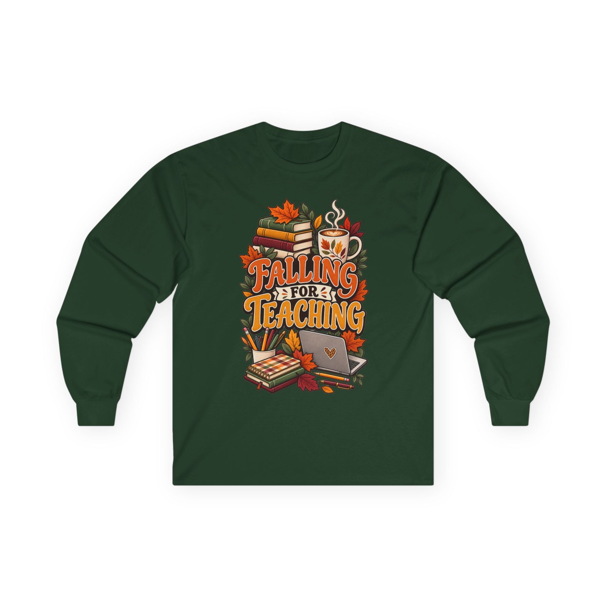 Long Sleeve Tee — "Falling for Teaching" Autumn Teacher Shirt