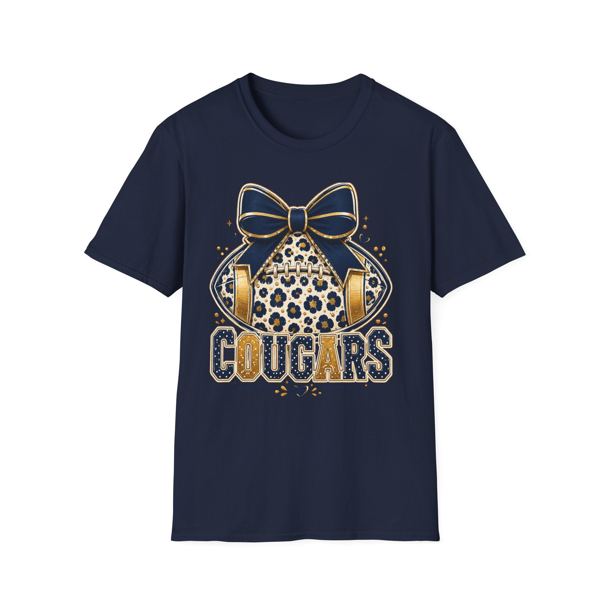Cougars Leopard Headphones T-Shirt — Cute Team Mascot Graphic Tee