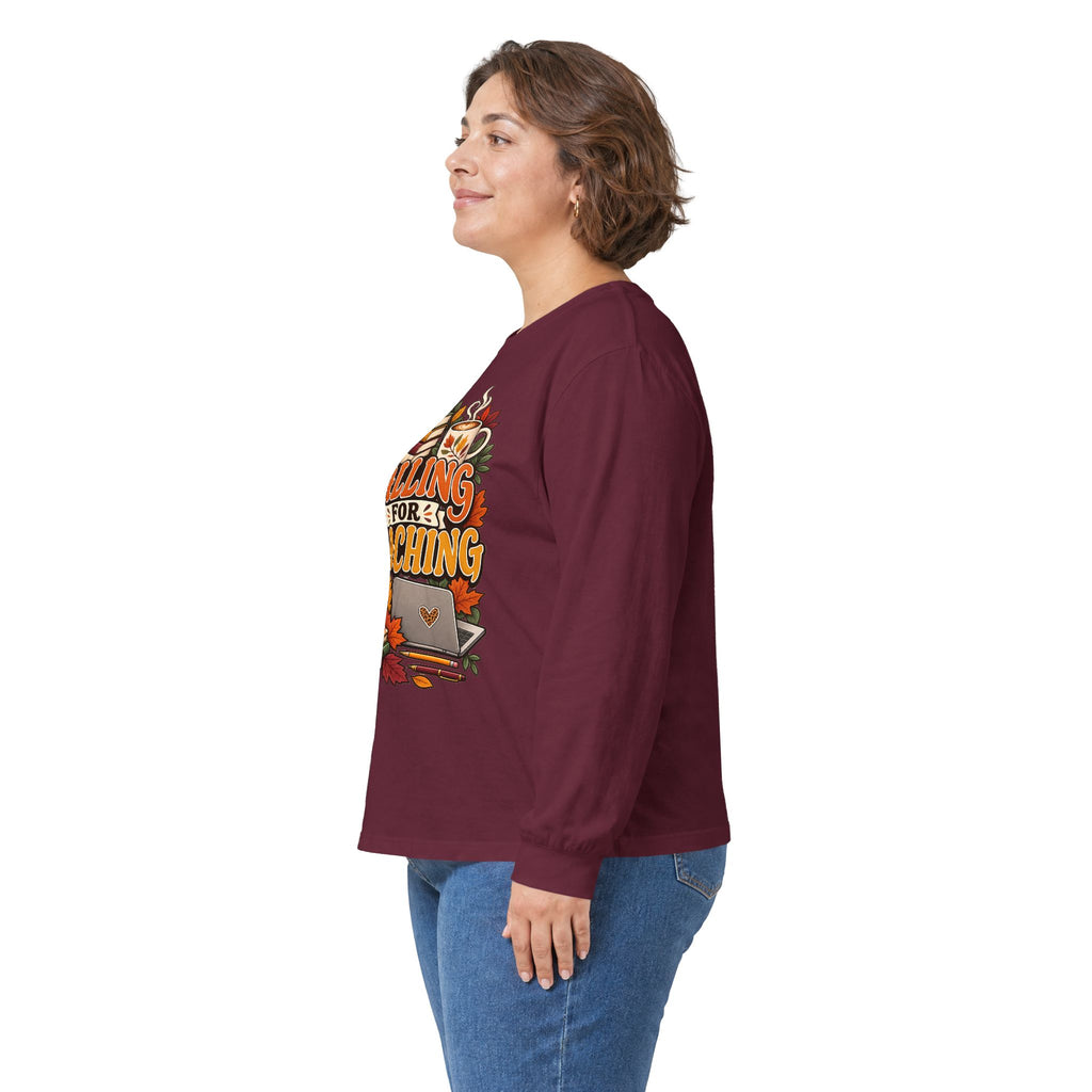 Long Sleeve Tee — "Falling for Teaching" Autumn Teacher Shirt