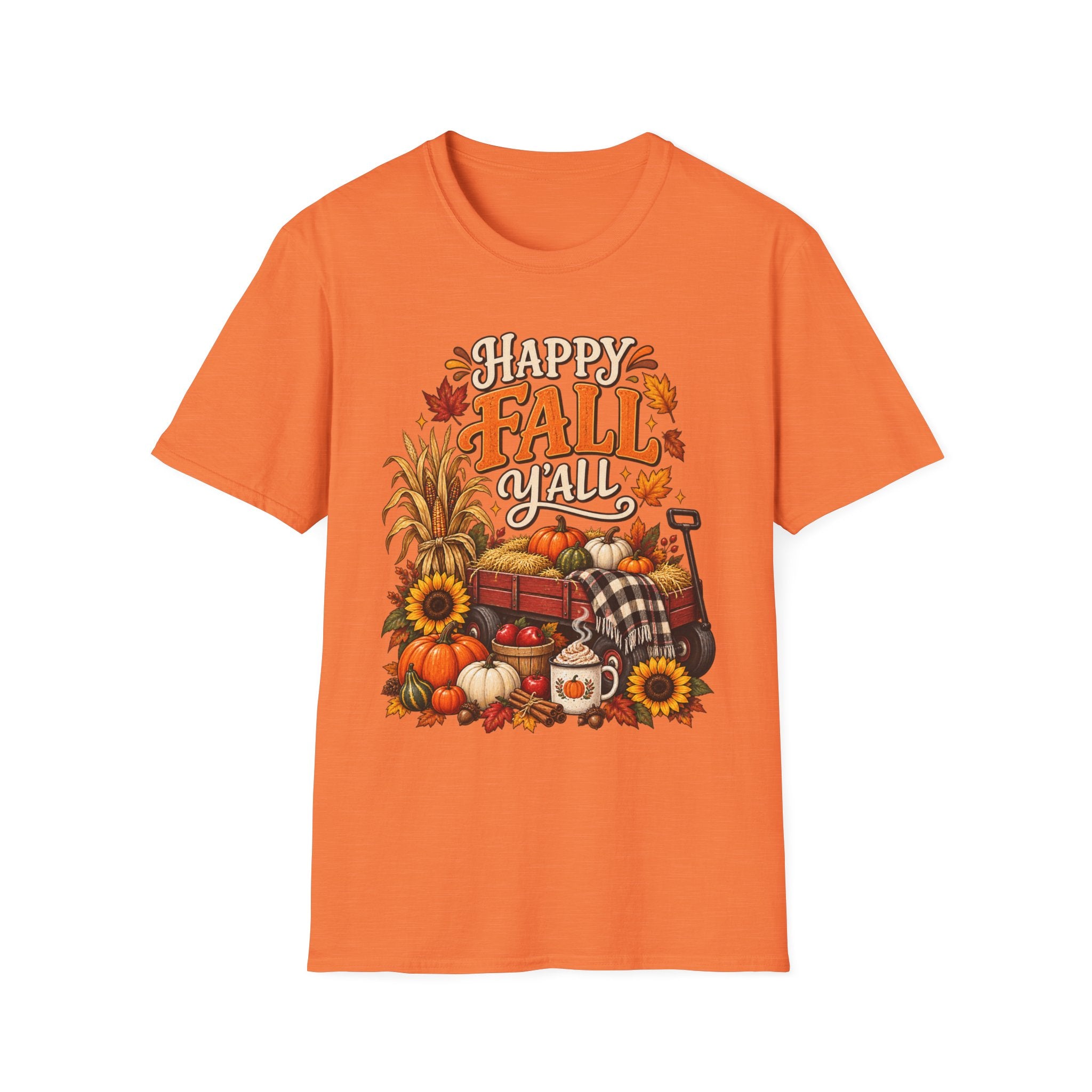 Happy Fall Y'all T-Shirt — Autumn Pumpkin & Sunflower Tee