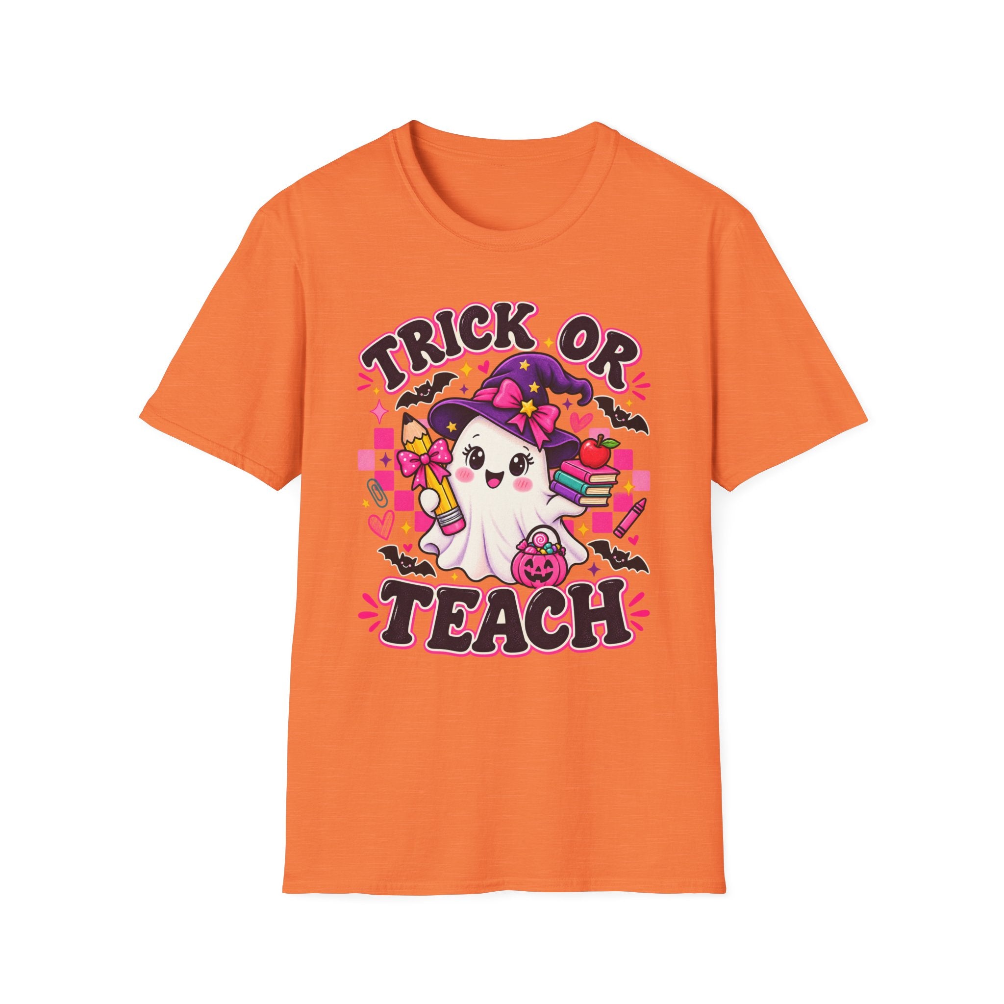 Trick or Teach T-Shirt — Cute Witch Ghost Teacher Halloween Tee