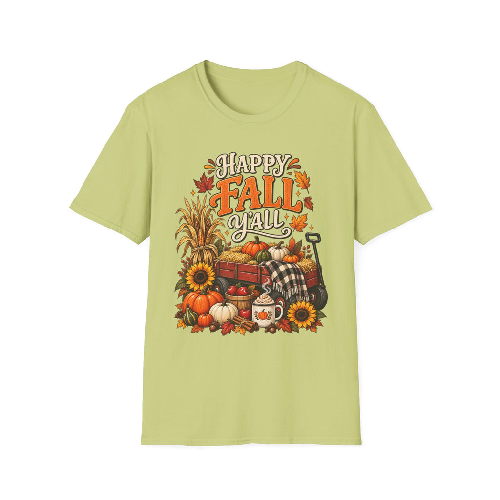 Happy Fall Y'all T-Shirt — Autumn Pumpkin & Sunflower Tee