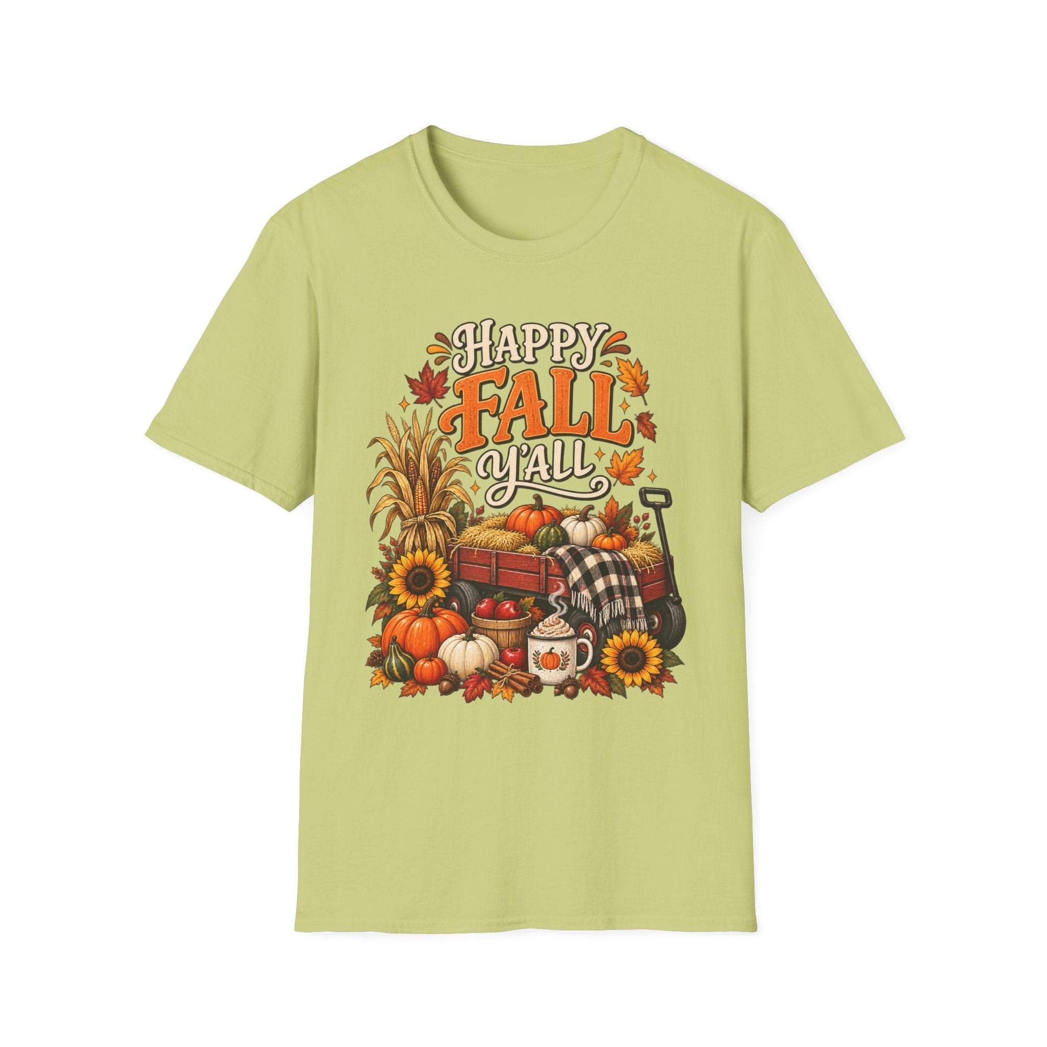 Happy Fall Y'all T-Shirt — Autumn Pumpkin & Sunflower Tee