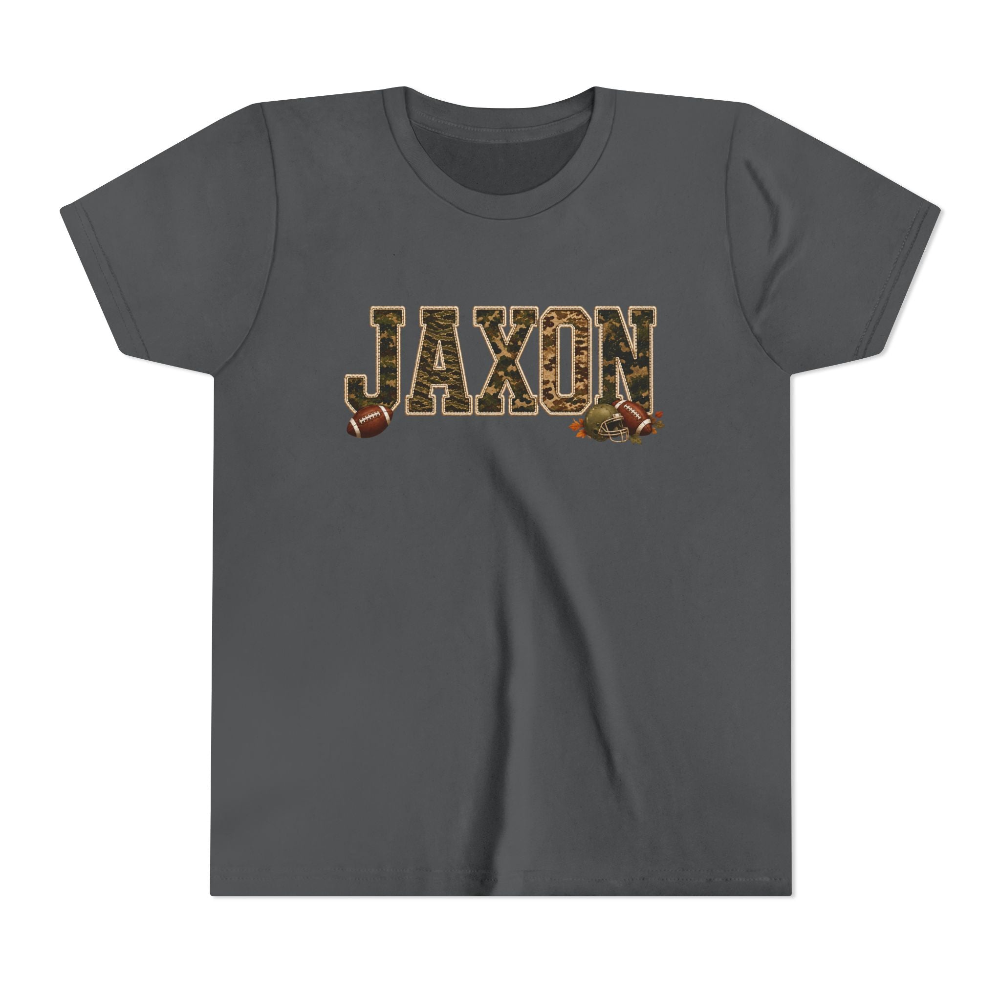 Youth Tee — 'Jaxon' Camo Football Name Shirt