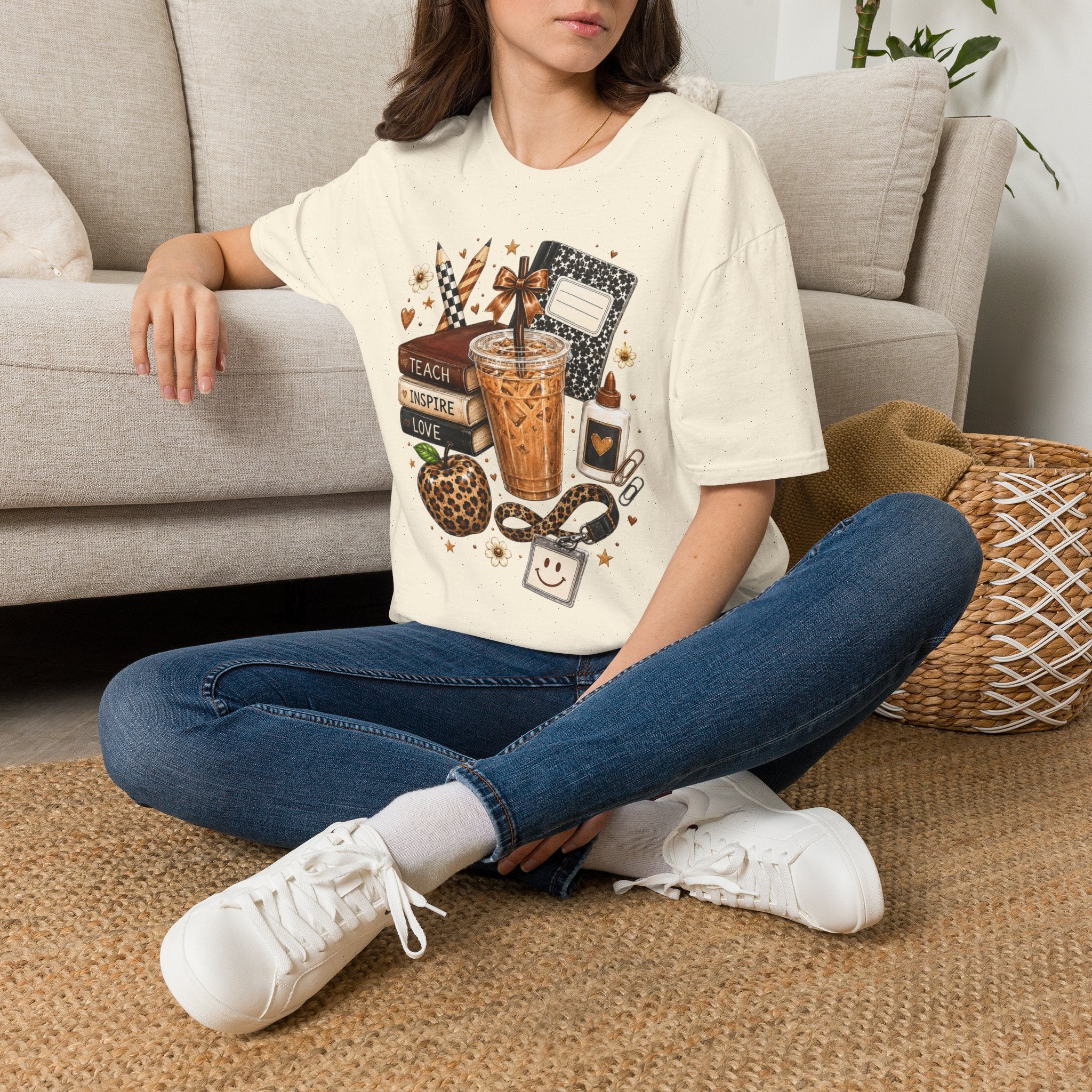 Teacher Coffee & Planner T‑Shirt — Teach Inspire Love Design