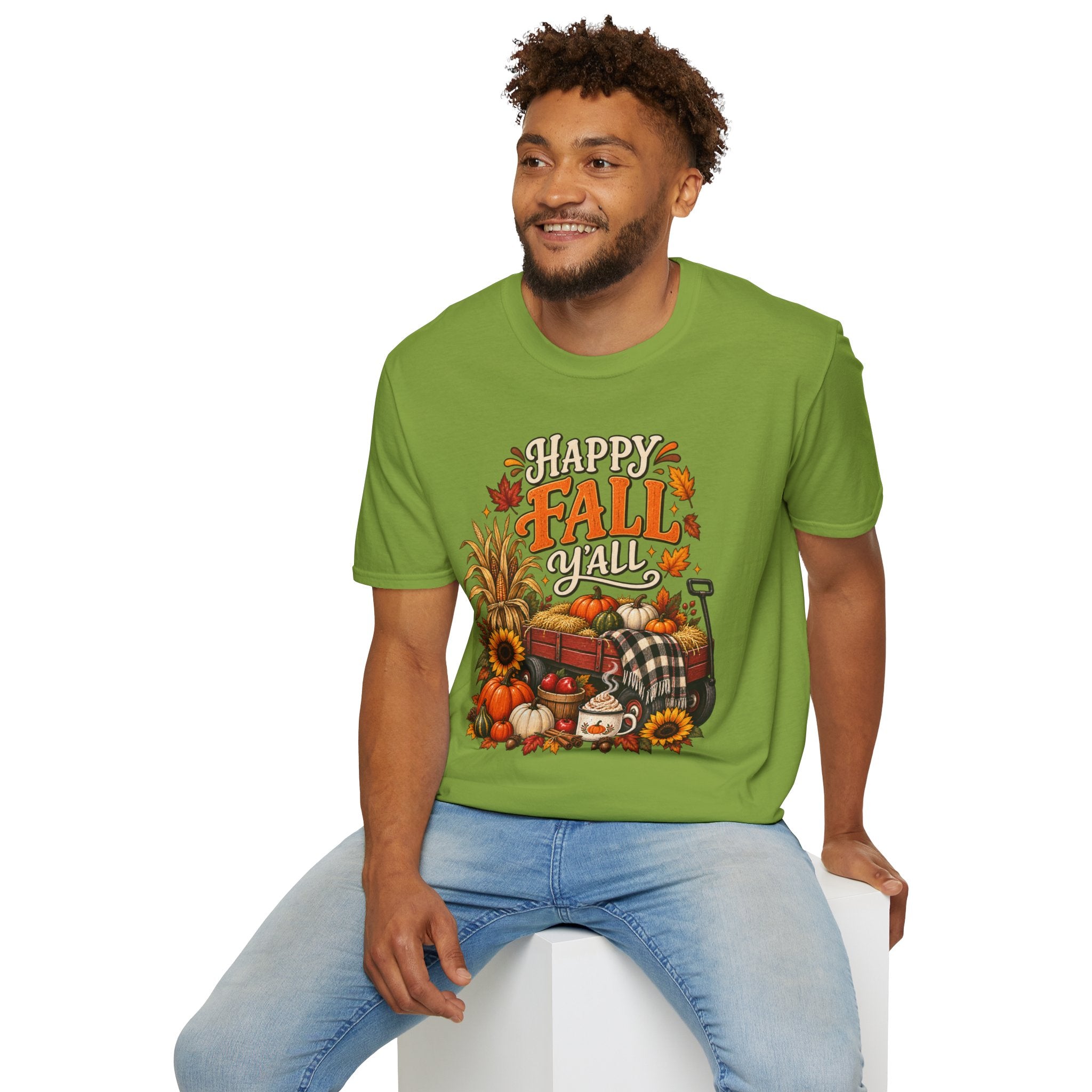 Happy Fall Y'all T-Shirt — Autumn Pumpkin & Sunflower Tee