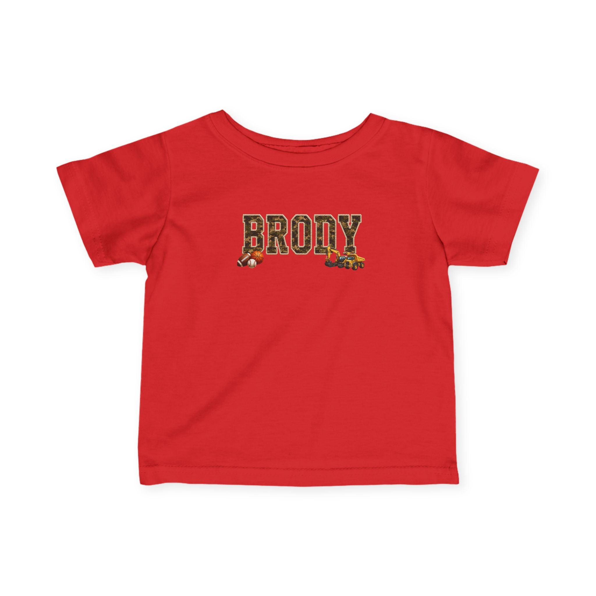 Infant Tee — "BRODY" Name Shirt with Woodland Animal Accents