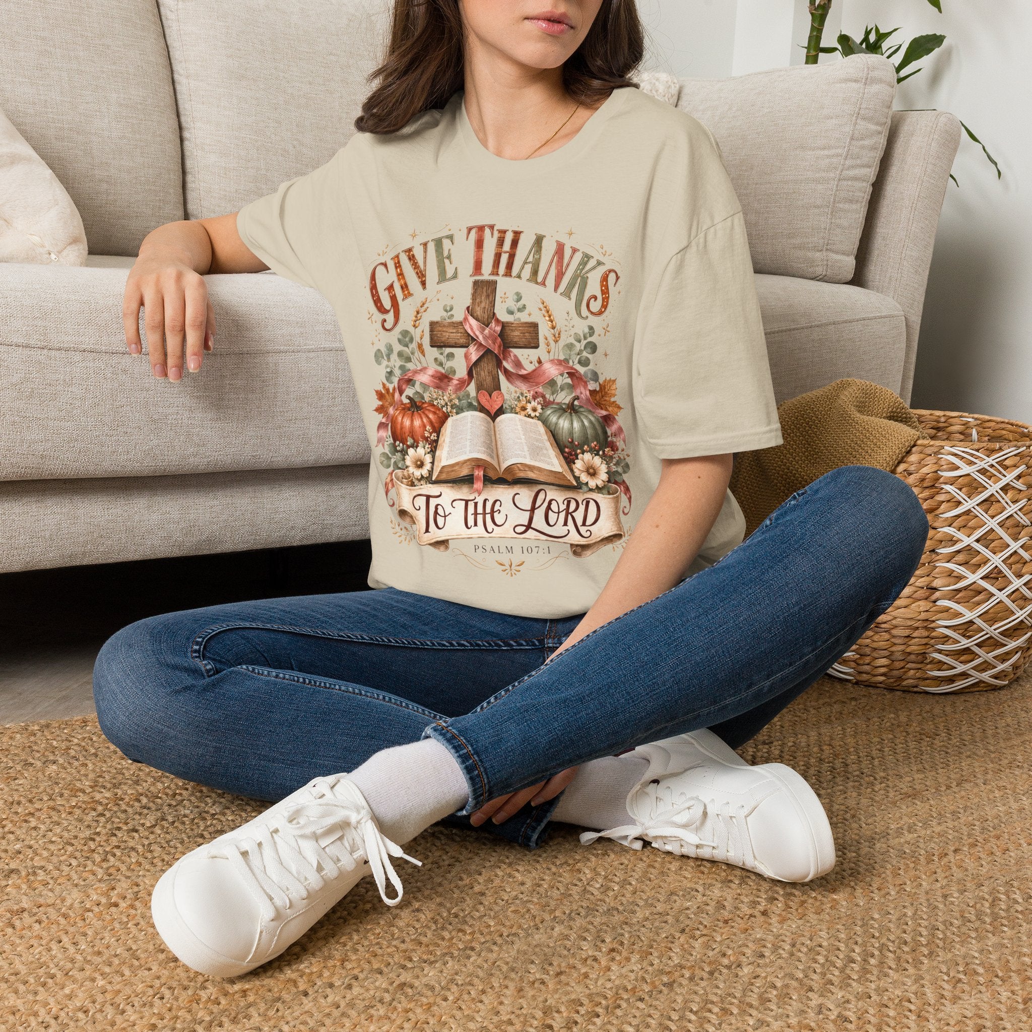Give Thanks Christian T-Shirt — “Give Thanks to the Lord” Fall Faith Tee