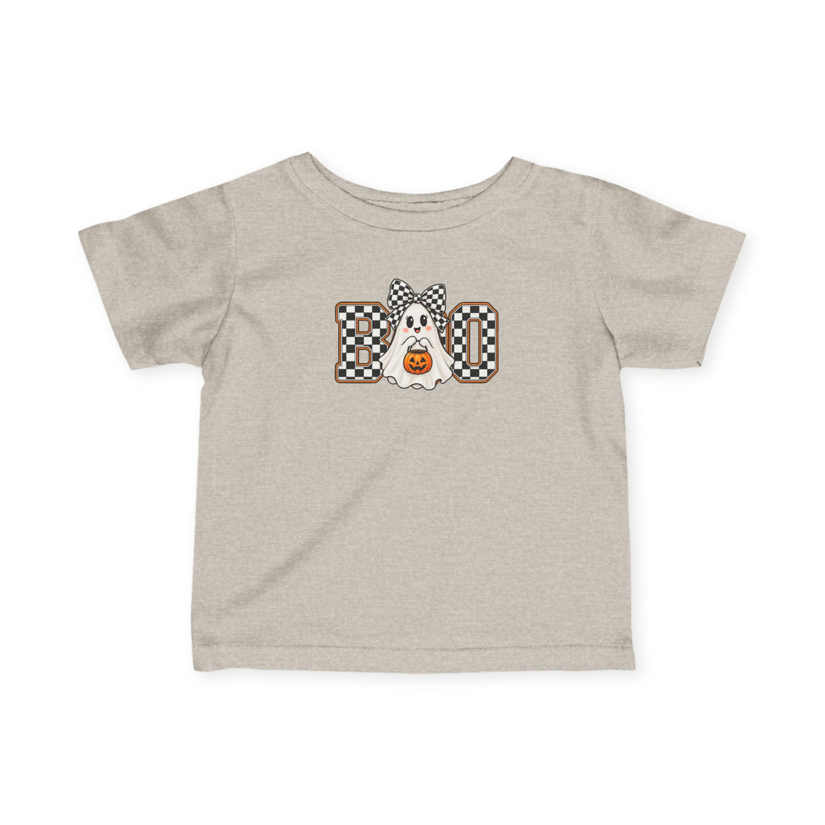 Infant Tee — 'BOO' Checkerboard Ghost Halloween Shirt for Baby