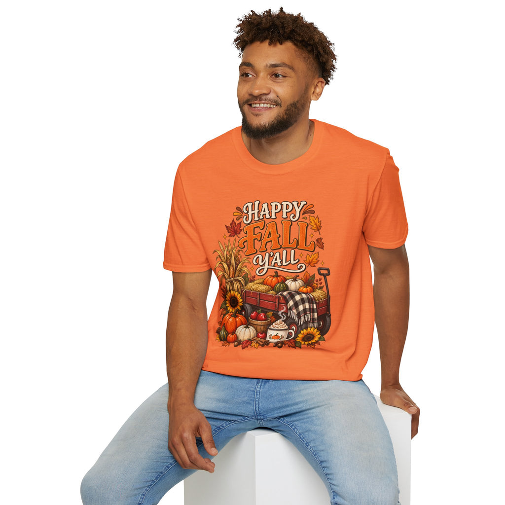 Happy Fall Y'all T-Shirt — Autumn Pumpkin & Sunflower Tee