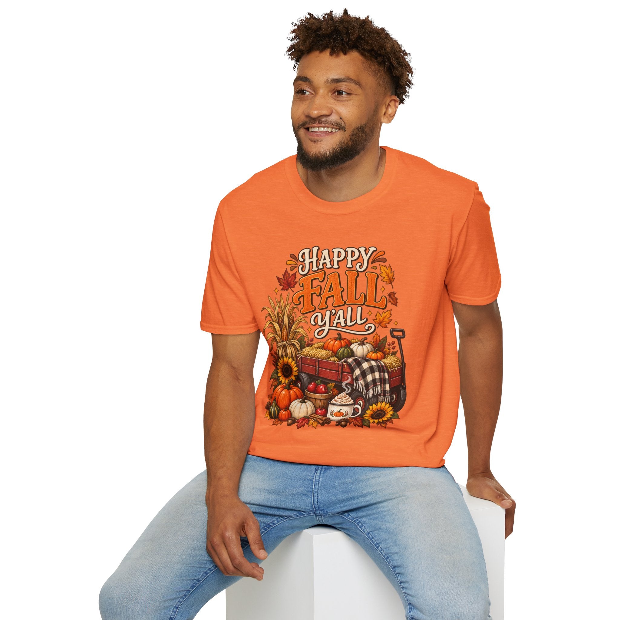 Happy Fall Y'all T-Shirt — Autumn Pumpkin & Sunflower Tee