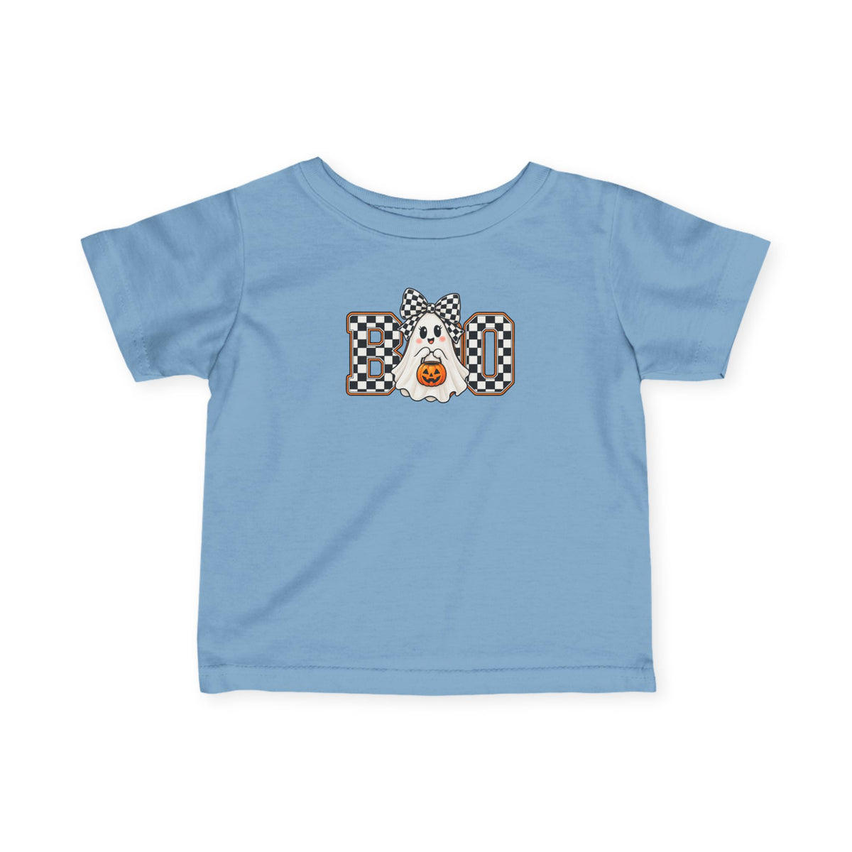 Infant Tee — 'BOO' Checkerboard Ghost Halloween Shirt for Baby