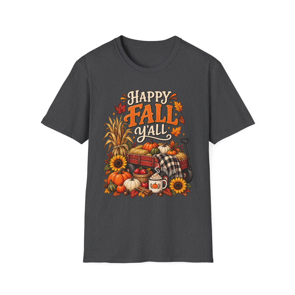 Happy Fall Y'all T-Shirt — Autumn Pumpkin & Sunflower Tee