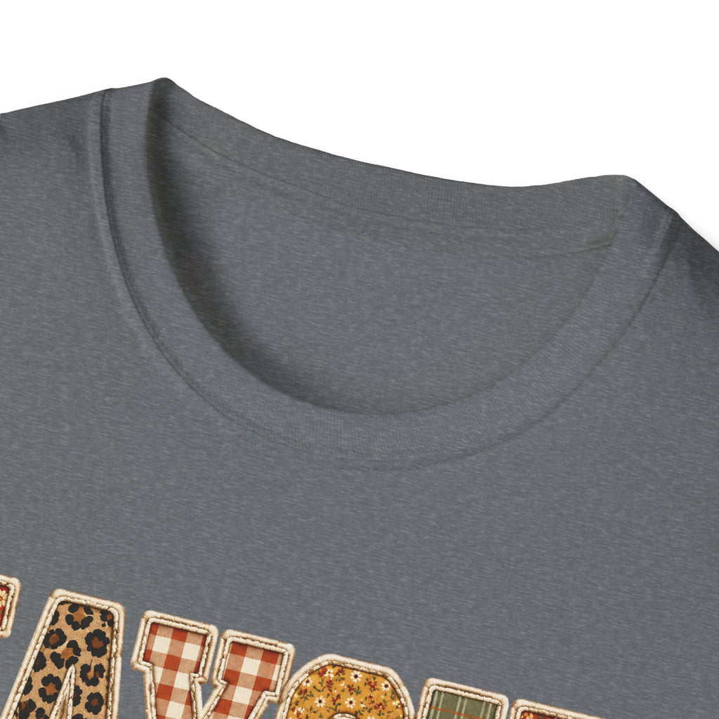 Personalized 'JAYCIE' Floral Plaid Name T-Shirt — Fall Patchwork Monogram Tee