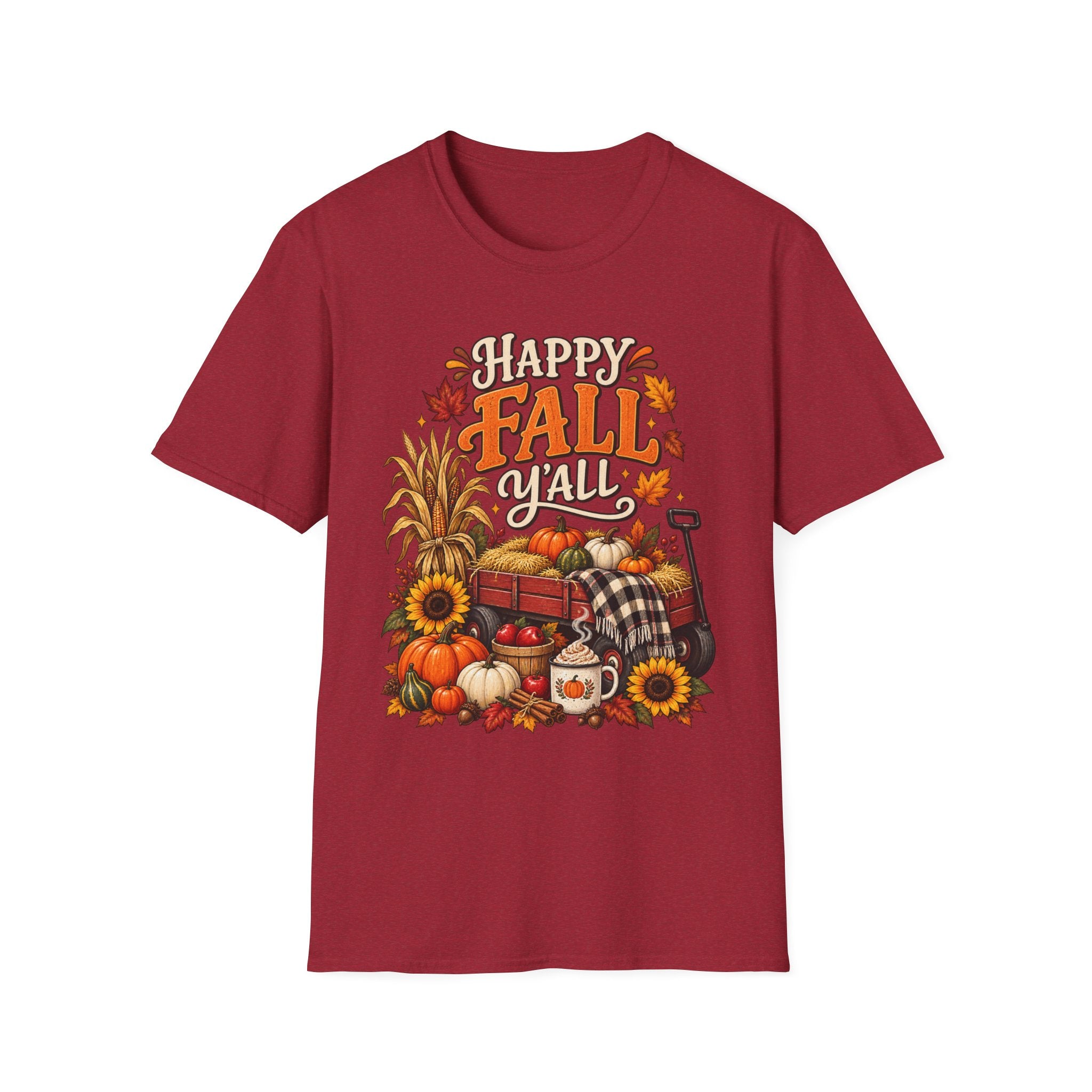 Happy Fall Y'all T-Shirt — Autumn Pumpkin & Sunflower Tee