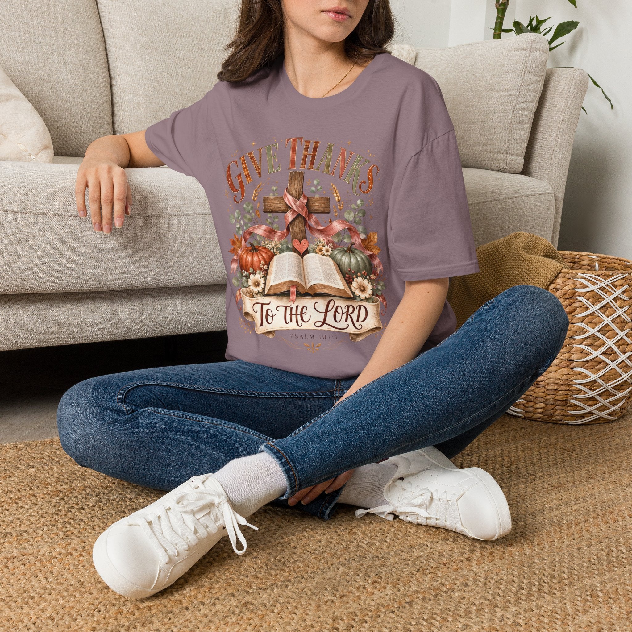 Give Thanks Christian T-Shirt — “Give Thanks to the Lord” Fall Faith Tee