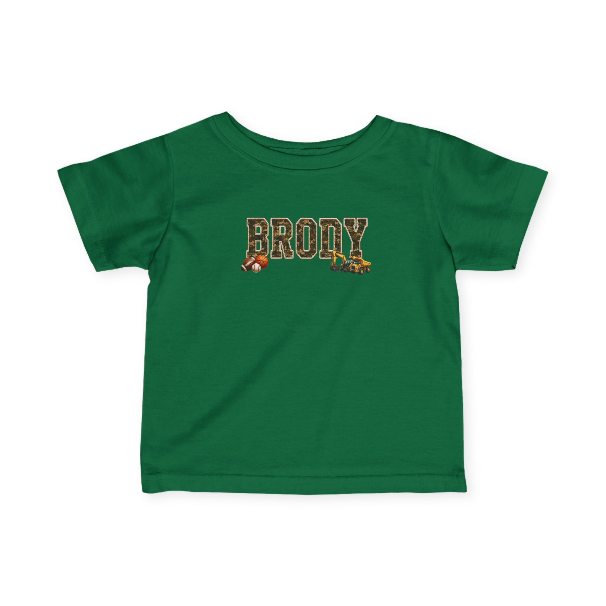 Infant Tee — "BRODY" Name Shirt with Woodland Animal Accents