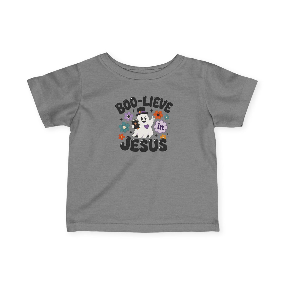 Infant Tee — "Boo-lieve in Jesus" Halloween Baby Shirt