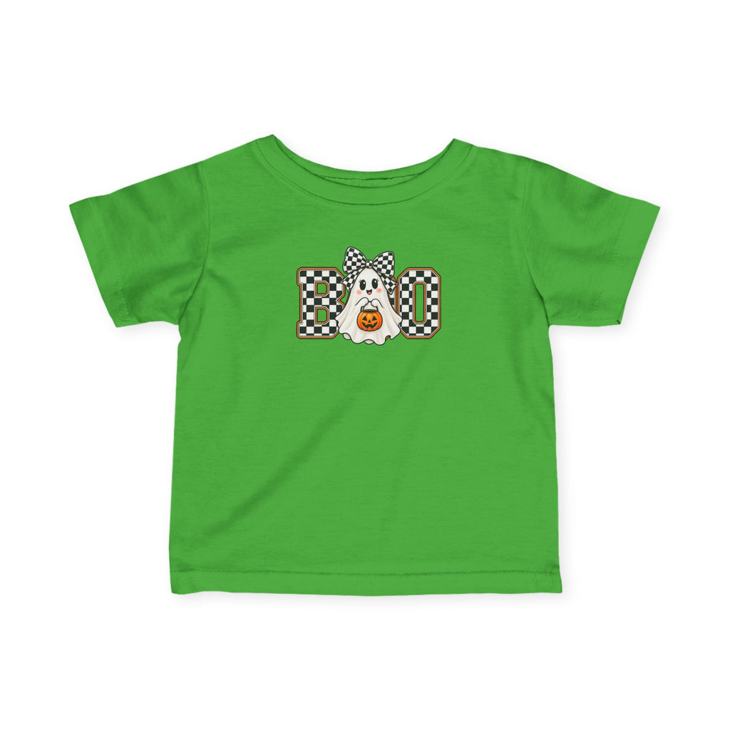 Infant Tee — 'BOO' Checkerboard Ghost Halloween Shirt for Baby