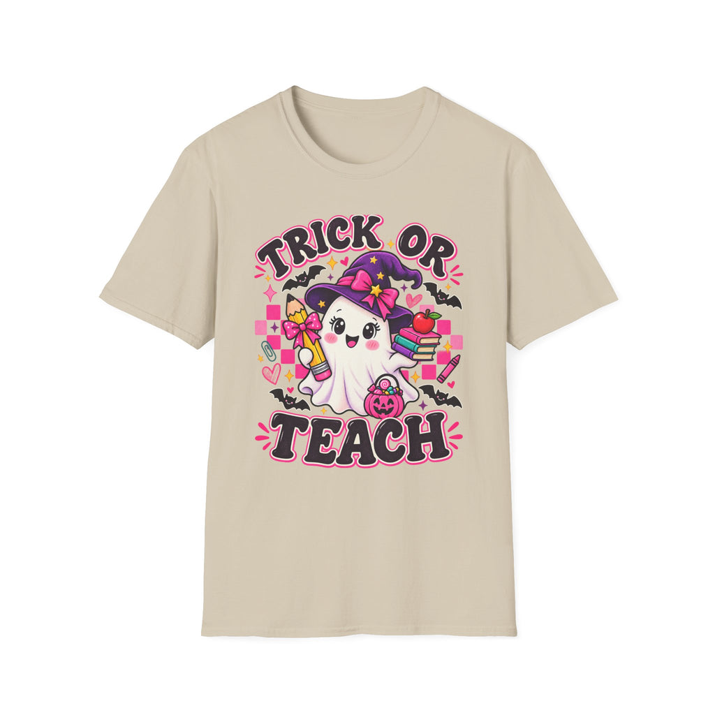 Trick or Teach T-Shirt — Cute Witch Ghost Teacher Halloween Tee
