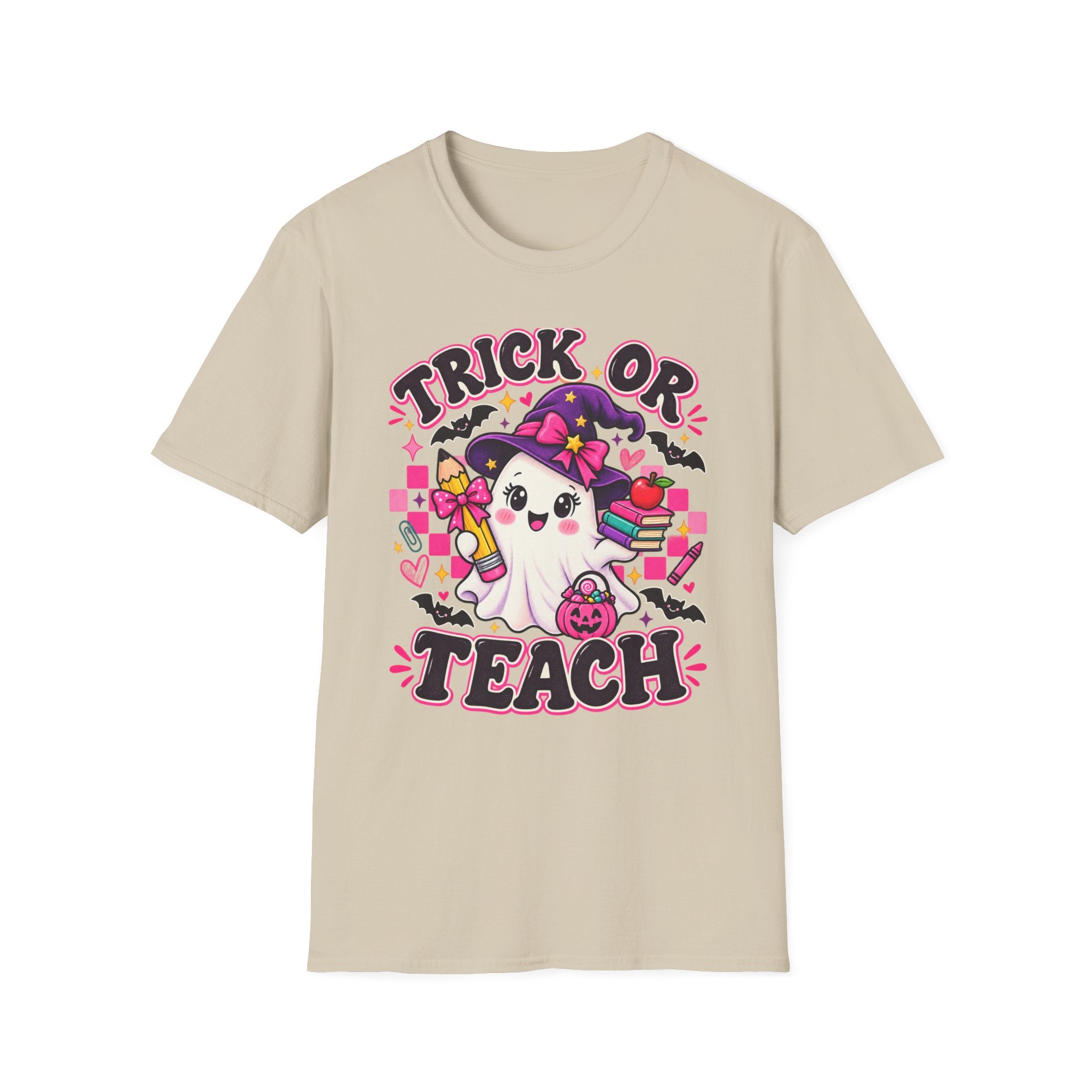 Trick or Teach T-Shirt — Cute Witch Ghost Teacher Halloween Tee
