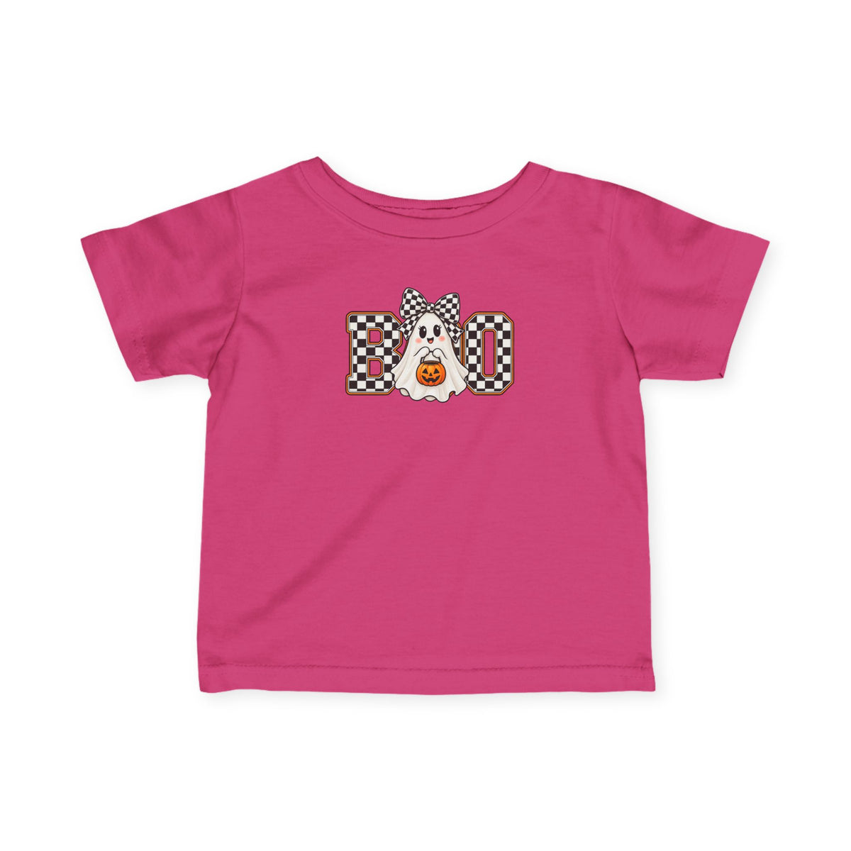 Infant Tee — 'BOO' Checkerboard Ghost Halloween Shirt for Baby